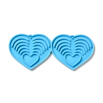 DIY Heart Pendant Silicone Molds, Resin Casting Molds, for UV Resin & Epoxy Resin Jewelry Making, Deep Sky Blue, 52.5x125x4mm, Hole: 2mm, Inner Diameter: 47.5x59mm