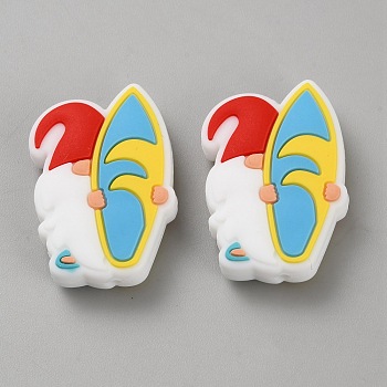 Summer Theme Silicone Focal Beads, Silicone Teething Beads, Gnome, 30.5x21x7.5mm, Hole: 2mm