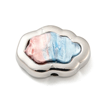 Alloy Resin Pendants, Two Tone Cloud Charms, Silver, 11.5x16x6mm, Hole: 1.2mm
