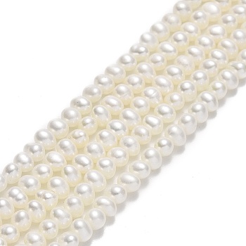 Natural Cultured Freshwater Pearl Beads Strands, Potato, Beige, 3~3.5x4~4.5x3.5~4mm, Hole: 0.5mm, about 113~114pcs/strand, 15.35~15.43 inch(39~39.2cm)