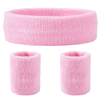 Polyester Elbow Sleeves and Headband, Elbow Brace Protection Covers, Pearl Pink, 169x50x15mm