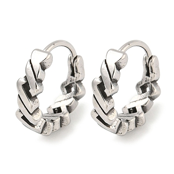 316 Surgical Stainless Steel Hoop Earrings for Women and Men, Ring, Antique Silver, 14.5x4.5mm