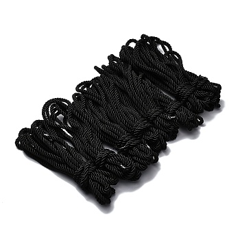 Polyester Twisted Cord, for Jewelry Making, Round, Black, 8.5mm, about 5.47 Yards(5m)/pc