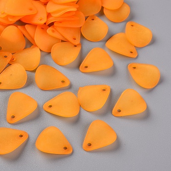 Transparent Frosted Acrylic Pendants, Petaline, Orange, 17x14x2.5mm, Hole: 1.8mm, about 2330pcs/500g