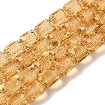 Glass Beads Strands, Faceted Barrel, Sandy Brown, 7x6mm, Hole: 1mm, about 78~79pcs/strand, 21.26~21.46 inch(54~54.5cm)