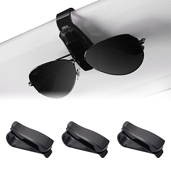 Plastic Car Eyeglasses Sunglasses Hanger Mount with Ticket Card Clip, Black, 69x24x36mm