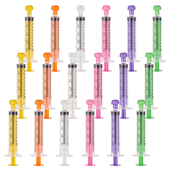 18Pcs 6 Colors Plastic Disposable Measurement Syringe with Cap, for Scientific Labs, Liquid Dispensing, Pet and Party Supplies, Mixed Color, 114x31x20mm, Capacity: 10ml, 3pcs/color