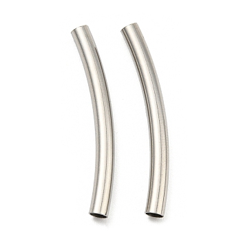 304 Stainless Steel Tube Beads, Curved Tube, Stainless Steel Color, 30x3mm, Hole: 2.5mm