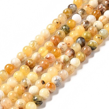 Natural Yellow Opal Beads Strands, Round, 6mm, Hole: 0.9mm, about 59~60pcs/strand, 14.76~14.96 inch(37.5~38cm)