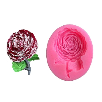 Rose Food Grade Silicone Molds, Fondant Molds, Baking Molds, Chocolate, Candy, Biscuits, UV Resin & Epoxy Resin Jewelry Making, Random Single Color or Random Mixed Color, 72x64x17mm, Inner Diameter: 65x49mm