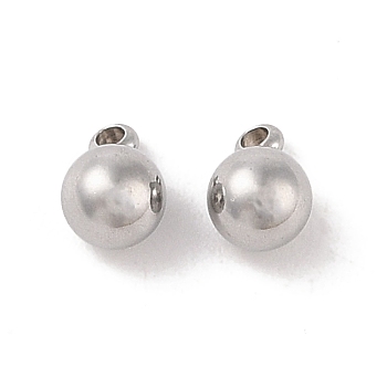 304 Stainless Steel Charms, Round Charm, Stainless Steel Color, 7.5x5mm, Hole: 1.4mm