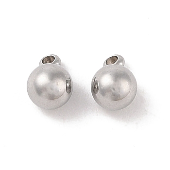 Non-Tarnish 304 Stainless Steel Charms, Round Charm, Stainless Steel Color, 7.5x5mm, Hole: 1.4mm