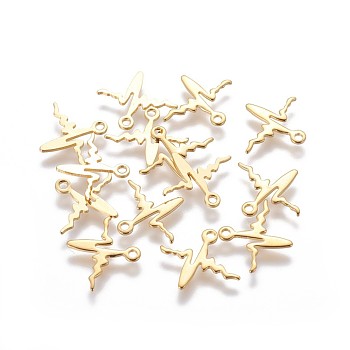 304 Stainless Steel Charms, Heartbeat, Golden, 12.3~12.5x14~14.4x0.8mm, Hole: 1~1.2mm