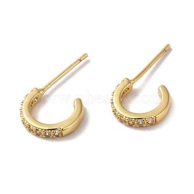 Clear Round Brass+Cubic Zirconia Stud Earrings