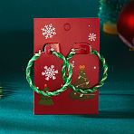 Christmas Alloy Enamel Twist Hoop Earrings, Platinum, Green, 40x40mm(FS-WG4C0CB-03)