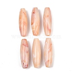 Two Tone Opaque Acrylic Imitation Gemstone Beads, Oval, Light Salmon, 60.5~62x18.5mm, Hole: 5.5~6mm, about 41pcs/500g(OACR-T033-09A)