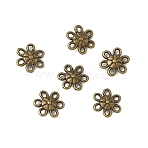 Tibetan Style Links, Flower, Cadmium Free & Nickel Free & Lead Free, Antique Bronze, 9x9x3mm, Hole: 1mm(TIBEB-LF1006YKG-AB-FF)