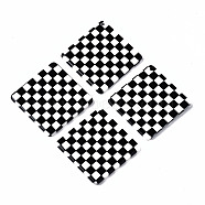 Opaque Cellulose Acetate(Resin) Pendants, Rhombus with Grid Pattern, Black, 34x34x2.5mm, Hole: 1.4mm(X-KY-Q057-003A-01)