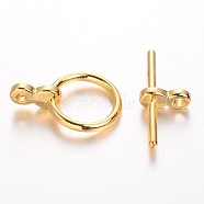 Alloy Toggle Clasps, Lead Free & Nickel Free & Cadmium Free, Tibetan Style, Golden, Ring: about 12mm in diameter, Bar: about 19mm long, 3mm wide, Hole: 2mm(X-TIBE-AB2035Y-G-NF-1)