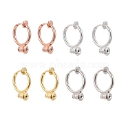 8Pcs 4 Colors Brass Clip-on Hoop Earring Converters Findings, for Non-pierced Ears, Mixed Color, 18x13mm, Hole: 0.8mm, 2pcs/color, 8pcs/box(X1-KK-ZZ0001-12)