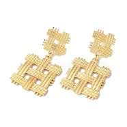 knit Textured Square Ion Plating(IP) 304 Stainless Steel Stud Earrings for Women, Golden, 56x30mm(EJEW-L287-029G)