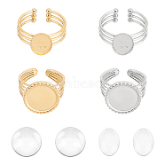 DIY Blank Dome Ring Making Kit, Including 304 Stainless Steel Open Cuff Finger Ring Cabochon Settings, Glass Cabochons, Golden & Stainless Steel Color, 8Pcs/box(STAS-UN0041-68)