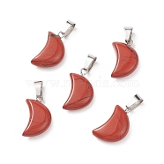 Natural Red Jasper Pendants, with Platinum Tone Brass Findings, 21~24x12~14x5~6mm, Hole: 2x7mm(G-Q369-18)