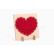 DIY String Art Kit Arts and Crafts for Children, Including Wooden Stencil and Woolen Yarn, Heart Pattern, 16x21x0.3cm(DIY-P014-B04)