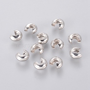 Platinum Color Ringent Round Brass Crimp Beads Covers, Nickel Free, About 4mm In Diameter, 3mm Thick, Hole: 1.5mm(X-EC266-NF)