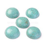 Natural Howlite Cabochons, Dyed, Half Round, Turquoise, 25x9mm(TURQ-L031-033G-03)