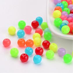 Fluorescent Acrylic Beads, Round, Mixed Color, 6mm, Hole: 1.5mm(X-MACR-R517-6mm-M)
