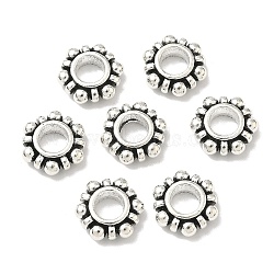 Alloy Beads Spacers, Cadmium Free & Lead Free, Flower, Antique Silver, 11x4mm, Hole: 5mm(PALLOY-5541-AS-RS)