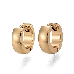 304 Stainless Steel Huggie Hoop Earrings, Ring, Golden, 9.5x10x3mm, Pin: 1mm(EJEW-L252-043C-G)