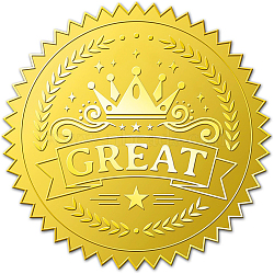 Self Adhesive Gold Foil Embossed Stickers, Medal Decoration Sticker, Crown Pattern, 5x5cm(DIY-WH0211-105)