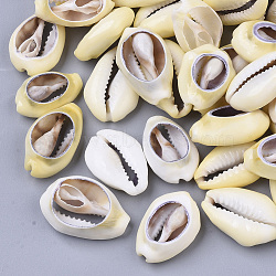 Natural Cowrie Shell Beads, No Hole/Undrilled, Light Khaki, 17~27x11~19x6~7mm, about 280pcs/500g(SSHEL-N034-28)