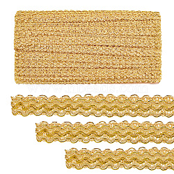 Filigree Corrugated Lace Ribbon, Wave Shape, for Clothing Accessories, Gold, 15x1mm, 15 yard/roll(OCOR-WH0080-10A)