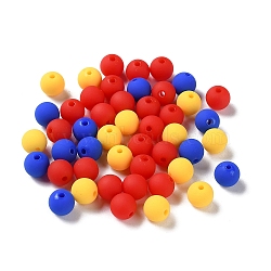 Rubberized Style Imitated Silicone Acrylic Beads, Round, Red, 8x7.5mm, Hole: 1.6mm, about 1923pcs/500g(MACR-D029-01L)