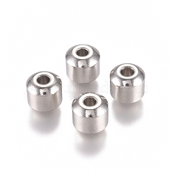 201 Stainless Steel Beads, Column, Stainless Steel Color, 8x8mm, Hole: 3mm(STAS-G225-36P-02)