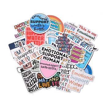 Cartoon Word Paper Stickers Set, Waterproof Adhesive Label Stickers, for Water Bottles, Laptop, Luggage, Cup, Computer, Mobile Phone, Skateboard, Guitar Stickers Decor, Mixed Color, 3.2~7.4x2.6~7.5x0.02cm, 50pcs/bag