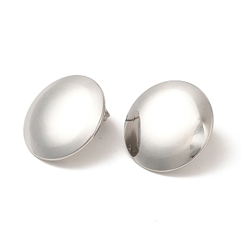304 Stainless Steel Stud Earring Findings, with Vertical Loops, Flat Round, Stainless Steel Color, 20mm, Hole: 2.5mm, Pin: 0.8mm