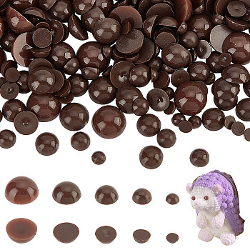 Elite 5 Style Craft Resin Doll Eyes Cabochons, Stuffed Toy Eyes, Half Round, Coconut Brown, 3~7x1~3mm, 520pcs/box