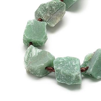Natural Green Aventurine Beads Strands, Nuggets, 10~27x17~33x17~33mm, Hole: 2~2.5mm, about 12~15pcs/strand, 15.7 inch
