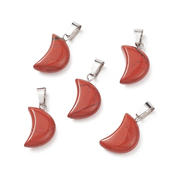Natural Red Jasper Pendants, with Platinum Tone Brass Findings, 21~24x12~14x5~6mm, Hole: 2x7mm