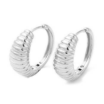 Rack Plating Brass Croissant Hoop Earrings for Women, Long-Lasting Plated, Lead Free & Cadmium Free, Platinum, 22x24x9mm