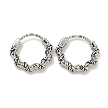 316 Surgical Stainless Steel Hoop Earrings, Ring, Antique Silver, 15x3mm