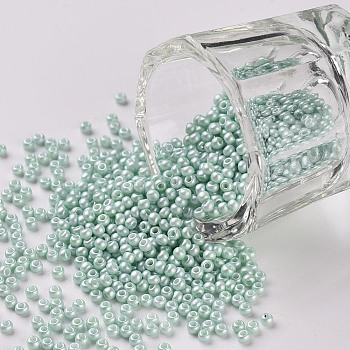 11/0 Grade A Baking Paint Glass Seed Beads, Round, Azure, 2.3x1.5mm, Hole: 1mm, about 5300pcs/50g