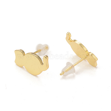 Boucles d'oreilles chat en laiton placage rack pour femmes(KK-B069-04G)-2