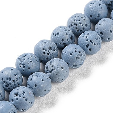 Light Sky Blue Round Lava Rock Beads