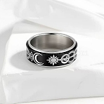201 Stainless Steel Rotating Finger Rings, Fidget Spinner Rings for Calming Worry Meditation, Black, Black, 8mm, Inner Diameter: 18mm(SA-K003-04B-EB)