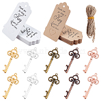 Retro Alloy Big Pendants, with Paper Price Tags, Mixed Color, 67x28.5x5.5mm, Hole: 3.3mm, 25pcs,  2 colors, 20set/color, 40sets.(PALLOY-NB0001-97)